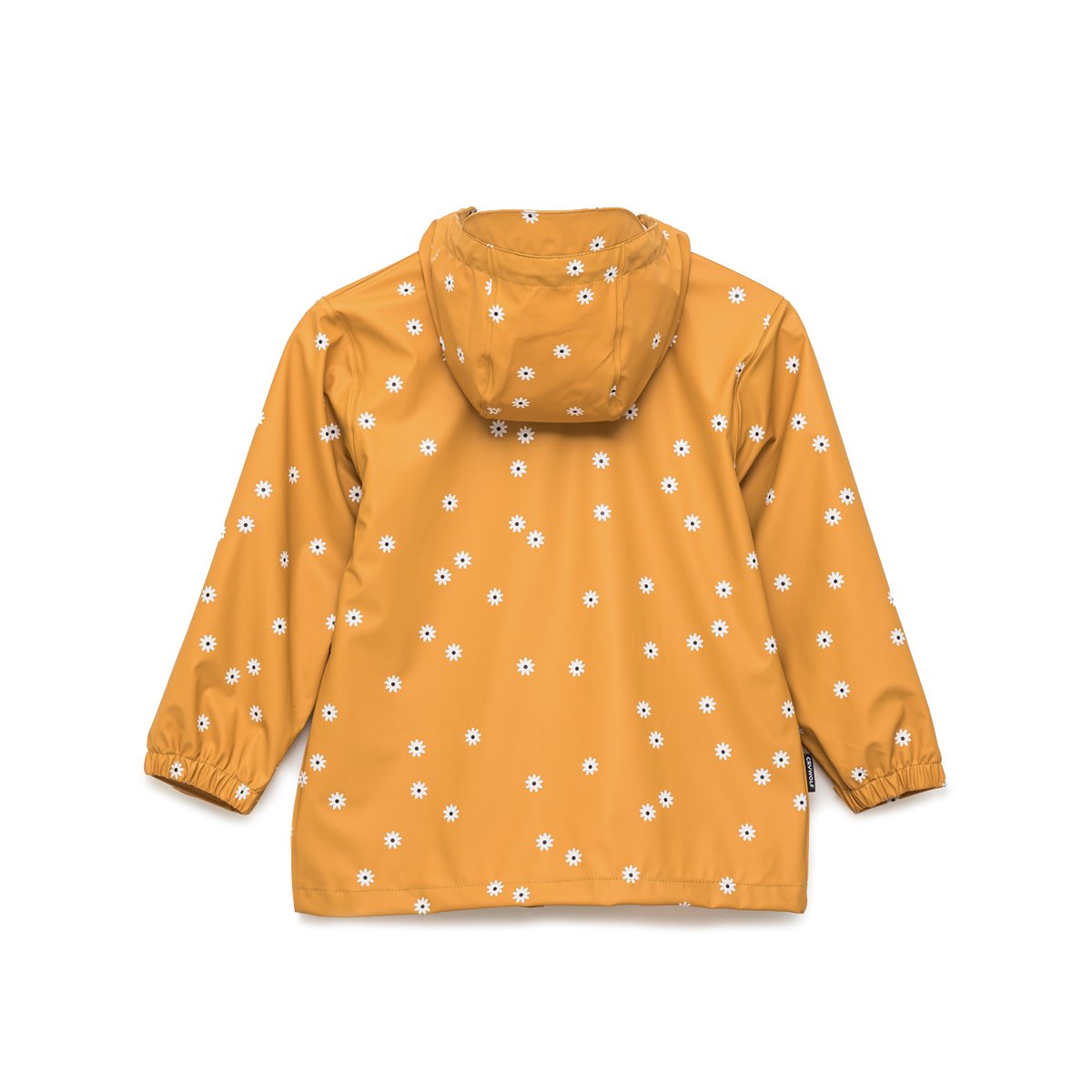 Waterproof kids jacket yellow with white flowers back