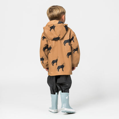 waterproof kids jacket brown back