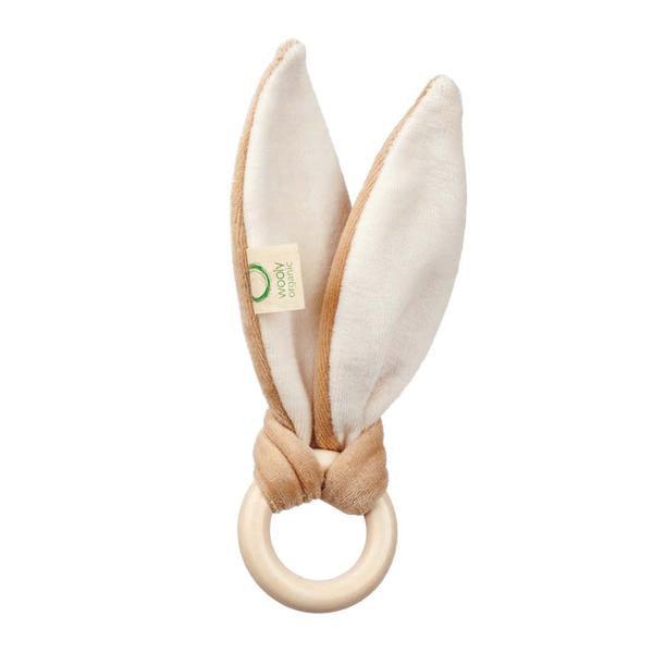 beige bunny ears teething ring