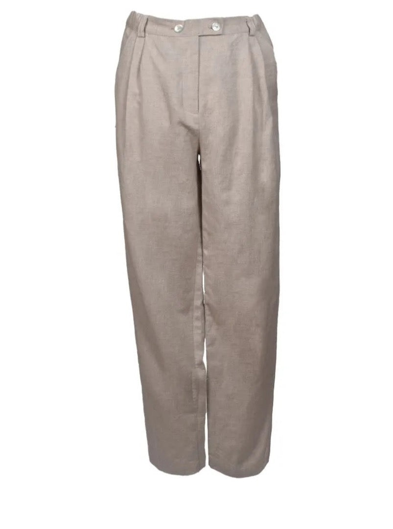 Natural linen trouser front