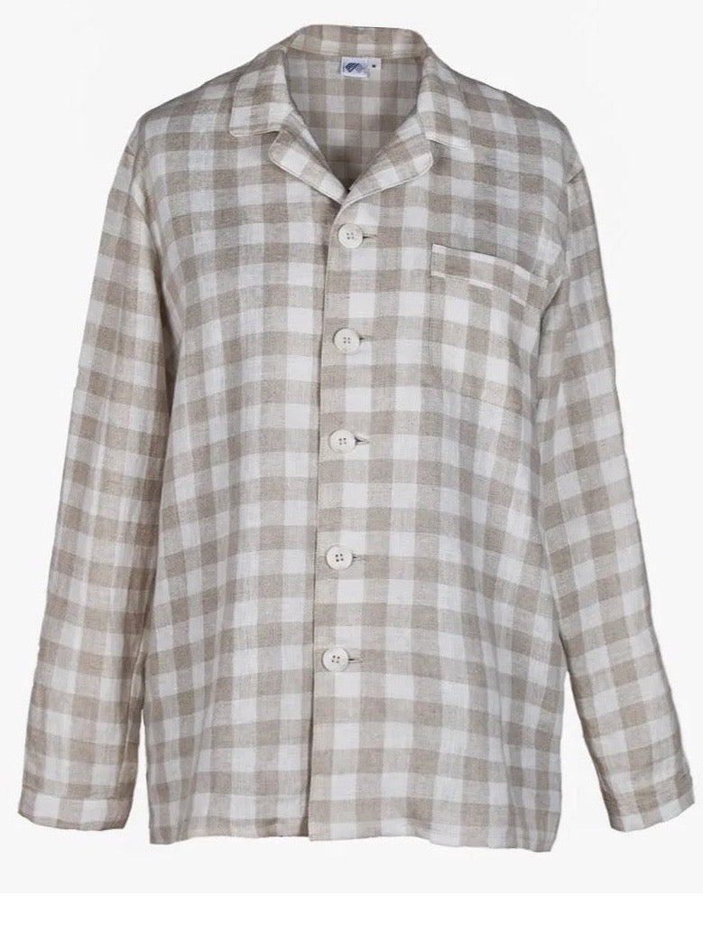 Natural check pyjama shirt front