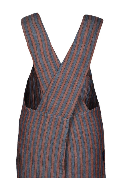 linen apron brown stripes cropped back