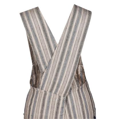 linen apron grey stripes back