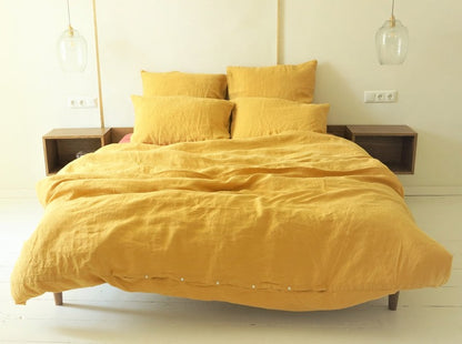 Linen duvet queen mustard