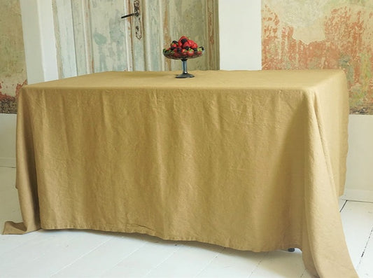 Table cloth 100% linen - light mustard