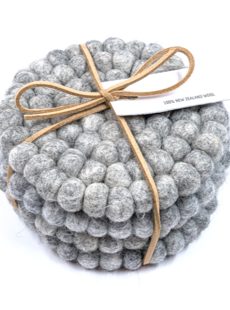 wool felt coasters grey