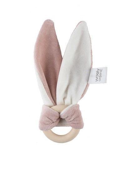 pink baby teether bunny ears