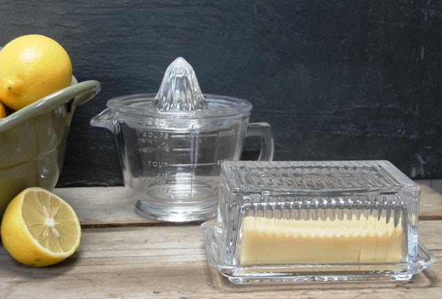 Butter Dish Glass with Lemon Juicer