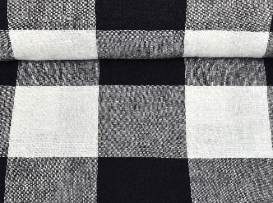 Black and white check linen