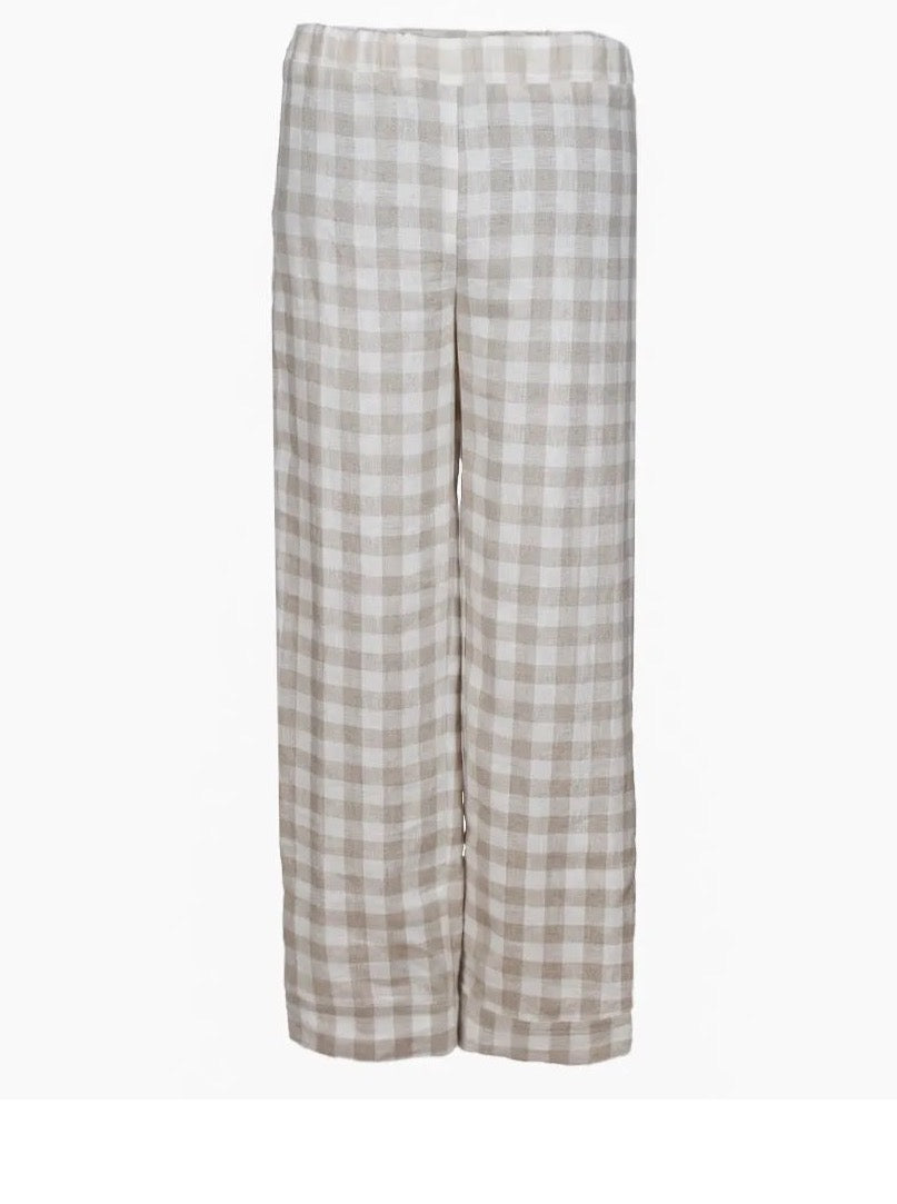 linen pyjama pant natural check front