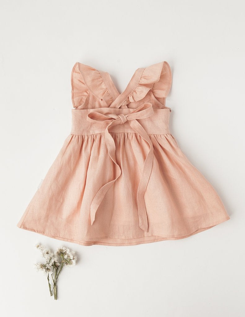 My little sunshine linen dress in peach