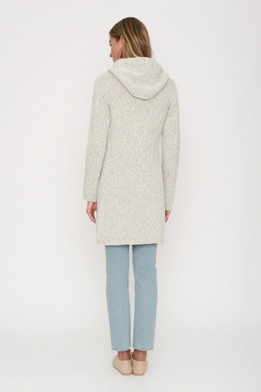 WOOL COAT WITH HOOD & BUCKLE LIGHT GREY